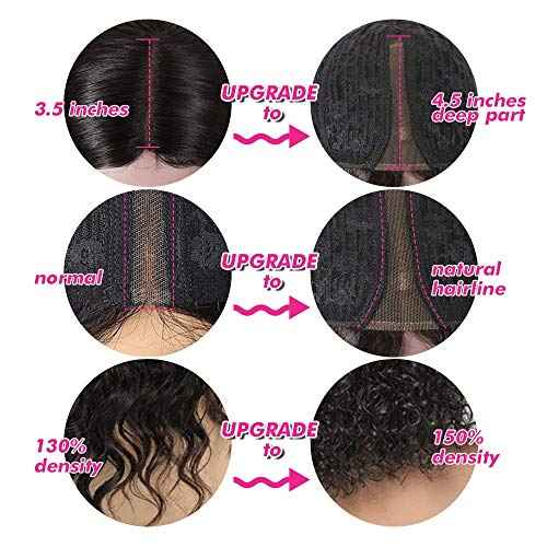 Fine Plus Glueless Wigs Human Hair Wear and Go Glueless Wig Deep Wave Curly Wigs for Black Women Middle Part Lace Human Hair wigs 150% Density Natural Black Curly Wig 14 Inch