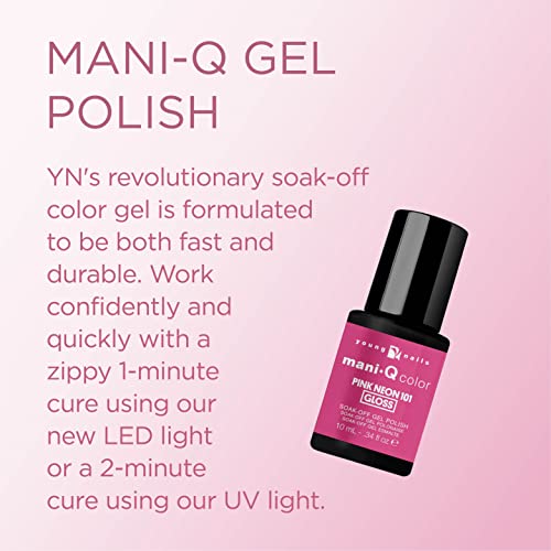 Young Nails Mani-Q Gel Polish, Color Gel Nail Polish For Natural Or Artificial Nails, Cure With LED Or UV Light, Soak Off Gel Polish 0.34 fl oz.