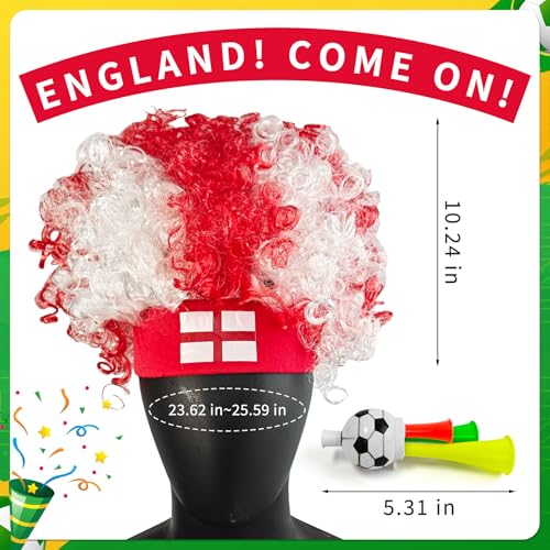 World Cup Soccer Fan Afro Wig Kit with Tattoos & Horn