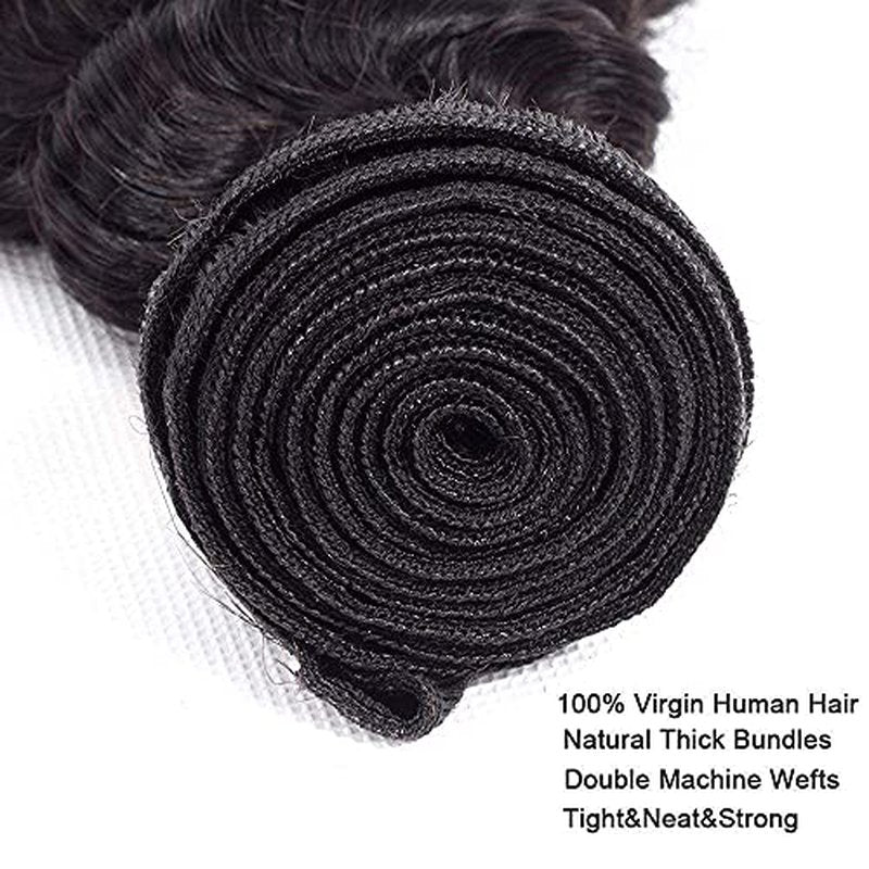 #1B Deep Wave Human Hair Bundles 32" - Brazilian Virgin Hair