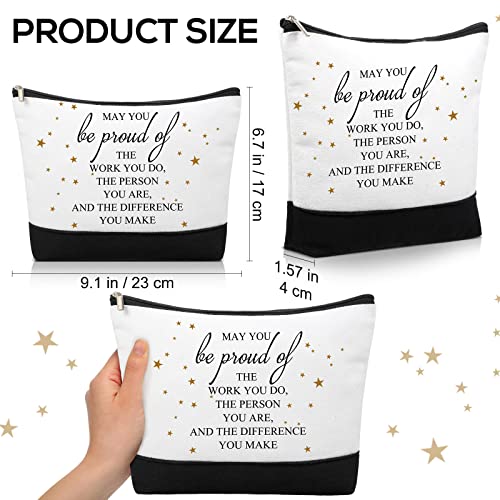 Roowest 20 Pcs Employee Appreciation Gifts Bulk Cosmetic Bags for Womens History Month Makeup Bag Thank You Makeup Pouches with Zipper Office Groups Gift for Team Coworker Staff Nurse(White,Proud)