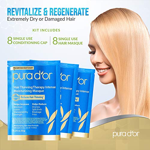 PURA D'OR Biotin Hair Masque for Thinning Hair - Deep Hydrating Treatment, 8-Pack (9.6oz) - Men & Women