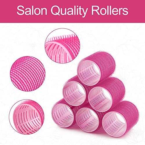 31PCS Heatless Hair Rollers Set, Self Grip Curlers for Long, Medium & Short Hair, 3 Sizes of Large Velcro Rollers in Purple, Rose Red & Pink