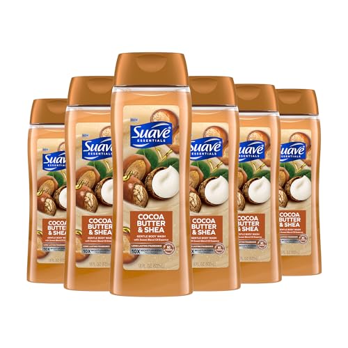 Suave Body Wash Bundle - Cocoa Butter Shea and Men's Cedarwood Mandarin Scents, Vitamin E, 18 Oz Packs of 6