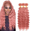 Pink Deep Wave Human Hair Bundles 26 28 30 Inch 3pcs