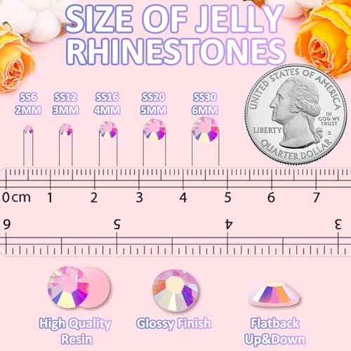 6000Pcs 3mm Resin Jelly Rhinestones for Crafting, Light Pink AB Flatback Gems, Bedazzling Crystal Bulk for DIY Crafts Clothing Tumblers Shoes Nail Art Fabric