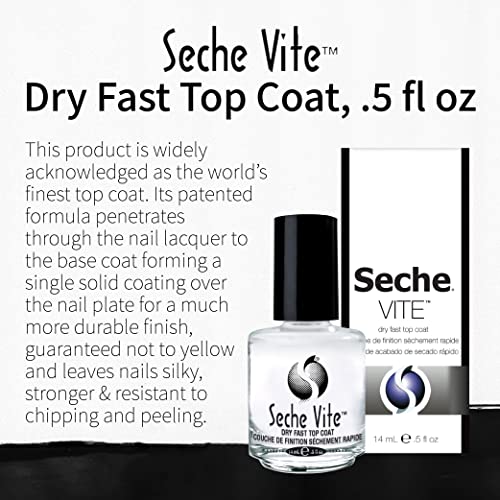 Seche Vite Dry Fast Top Coat – Quick Dry Nail Polish, 0.5 oz