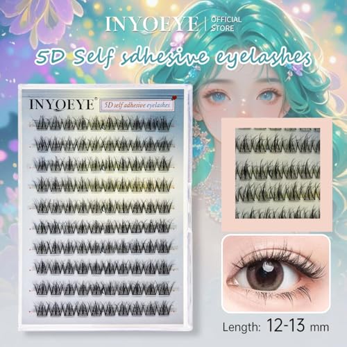 Self-Adhesive 5D-Curl Eyelash Clusters - 100pcs, 12-13mm