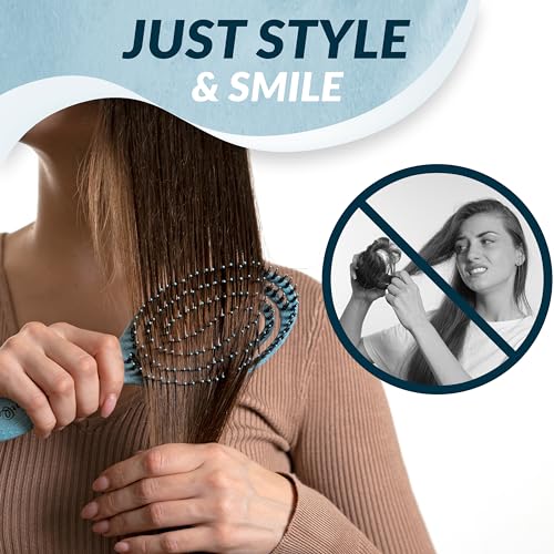 Blue MarQus Detangle Boar Hair Brush for Women & Men - Soft Bending Bristles, Eco-Friendly, Wet & Dry Hair, 1pc