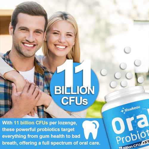 Oral Probiotics for Mouth Bad Breath for Adults 11 Billion CFU, Best Breath Oral Dental Probiotics for Teeth & Gums, Dry Mouth, Gum Restore, Fresh Breath, Chronic Halitosis & Gut Health, 2 Pack