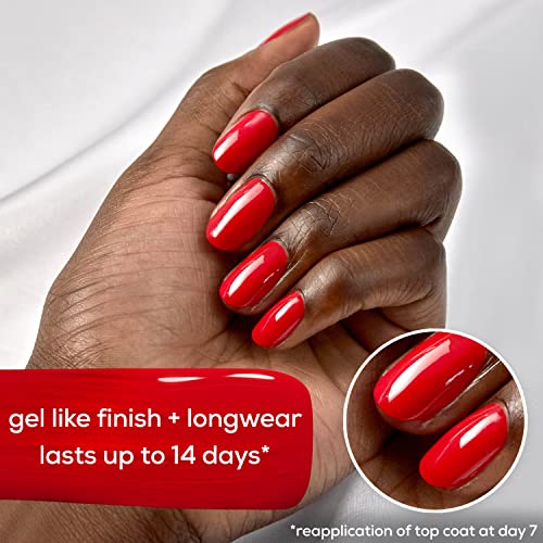 essie Nail Polish Set, electric butterfly , Longwear Gel-like Nail Polish, Woven at Heart, Coral + Put in the Patchwork, Red, Gel-like Shiny Top Coat