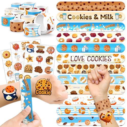 Cookie Party Favors Set - 24 Slap Bracelets & 36 Temporary Tattoos