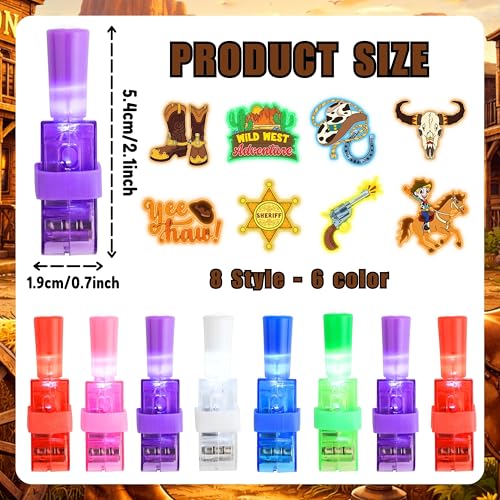 72pc Cowboy Party Favors – 48 Tattoos & 24 LED Finger Lights