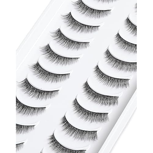 Natural Eyelashes Natural Look Small Lashes Short Eyelashes Natural Lashes False Eyelashes Wispy Eye Lashes Pack 10 Pairs D-M05