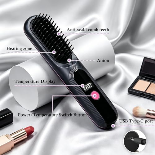 Vitarielle Cordless Hair Straightener Brush 4-in-1 Wet Dry Ionic Styling