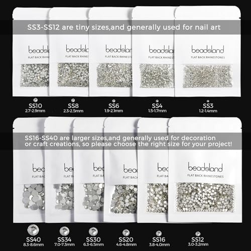 Beadsland Amber Flat Back Crystal Rhinestones SS3 1440pcs for Crafts & Nail Art