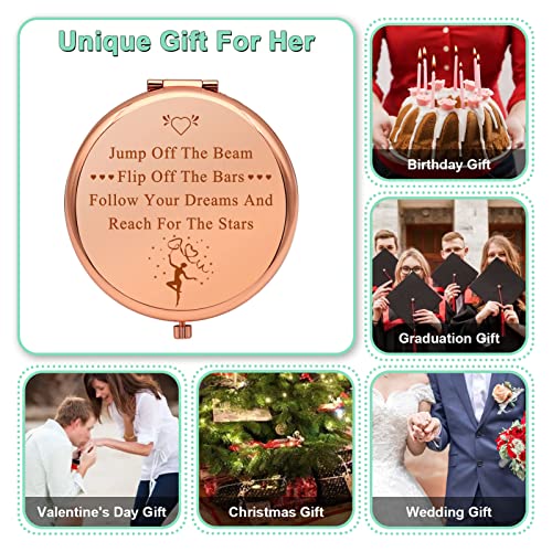 2 PCS Gymnastics Lover Gifts Encouragement Gift Compact Makeup Mirror Gymnastics Gifts Gymnast Inspirational Gift for Women Folding Makeup Mirror for Gymnasts Team Christmas Birthday