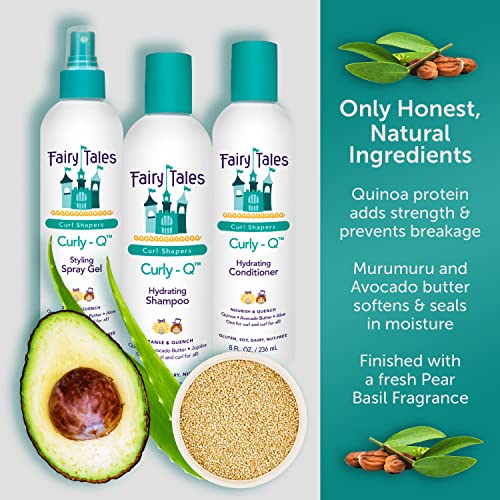 Fairy Tales Curly-Q Hydrating Shampoo and Conditioner for Kids - Paraben, Sulfate, Gluten and Nut Free - For All Curl Types Including Multi Cultural Hair ? 32 Oz (2 Pack)