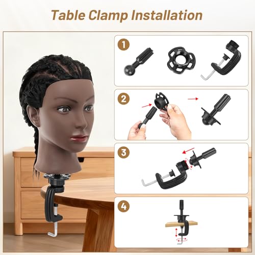 TwoWin 18-Inch Human Hair Mannequin Head for Hairdressing Practice - Variation E