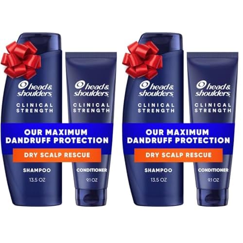 Head & Shoulders Anti-Dandruff Shampoo,Clinical Strength Dry Scalp Rescue,1% Selenium Sulfide,Seborrheic Dermatitis Relief,Dry Scalp,13.5 fl oz + Conditioner,9.1oz,(Pack of 4)