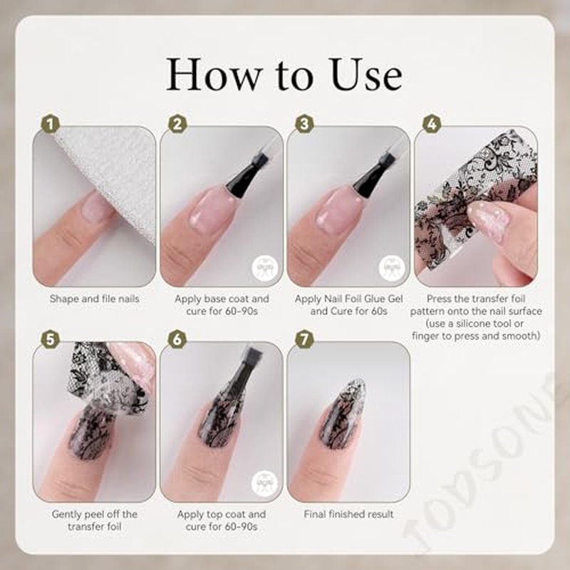 Nail Foil Transfer Kit with 16.5ml Glue & 20 Foil Rolls