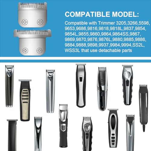 Stainless Steel Replacement Detachable Blade set Compatible with WHAL All in One Lithium Ion Trimmer 9864/9864SS/9686/9818A/9854L/9876L/9854/WSS3L/SS2L etc (30MM+40MM 2Pack)