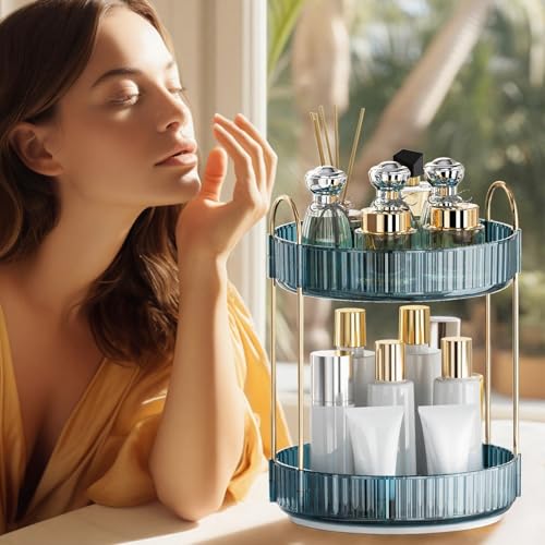 360° Rotating Makeup Organizer - Large Capacity Vanity Storage Rack