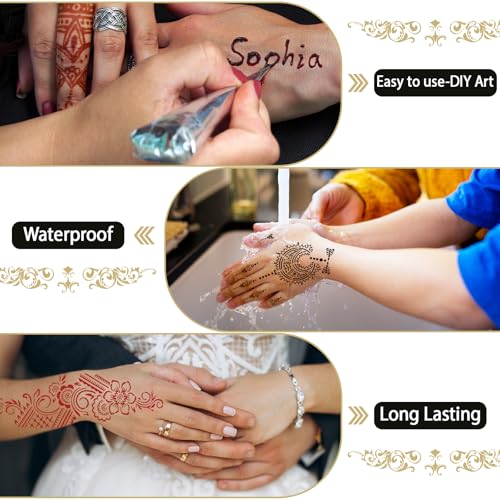 Temporary Tattoo Kit with 34 Stencils, 4 Inks & Gloves