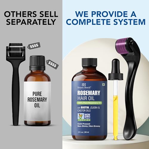 Rosemary Hair Oil with Derma Roller - 2 oz Biotin Blend