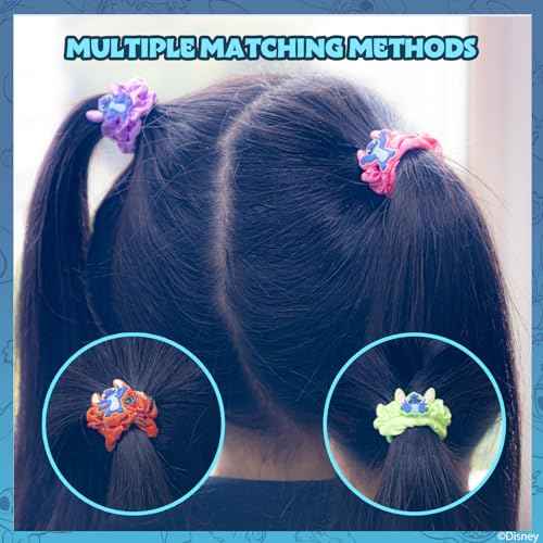 Stitch 6 Piece Hair Scrunchie Set, Hair Accessories for Girls, School Rewards Party Favors, Stocking Stuffer, Birthday Gift, Spa Days, Makeovers, Ages 3 and up, by Townley Girl