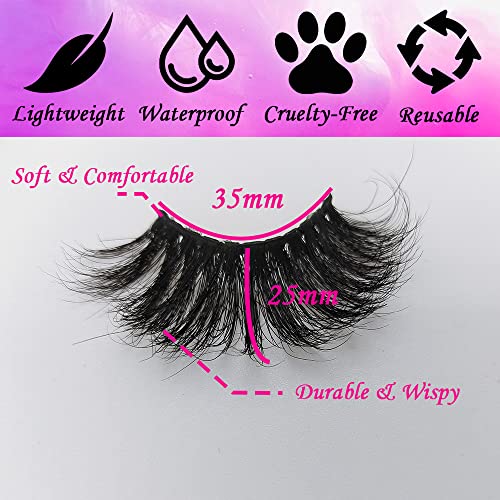 5 Pairs 3D Mink Lashes 25mm Natural Fluffy False Eyelashes