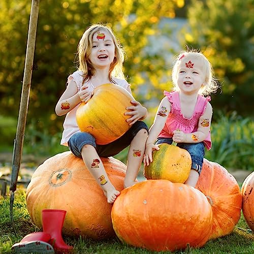 HOWAF 96pcs Fall Temporary Tattoos for Kids, Fall Harvest Face Tattoos for Welcome Fall Hello Autumn Party Decoration Supplies, Autumn Harvest Tattoo Stickers with Pumpkin Scarecrow Design