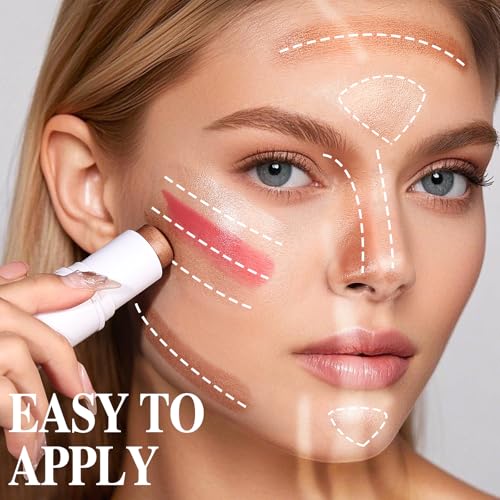 Bayfree 3-Piece Cream Contour Stick Set with Blush, Bronzer & Highlighter