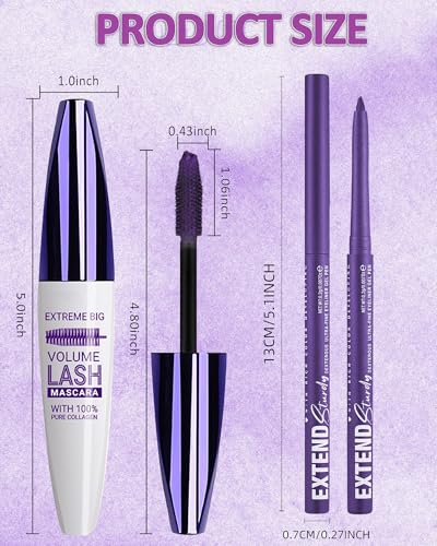 Purple Mascara & Plum Eyeliner Set - 5D Waterproof Makeup Kit