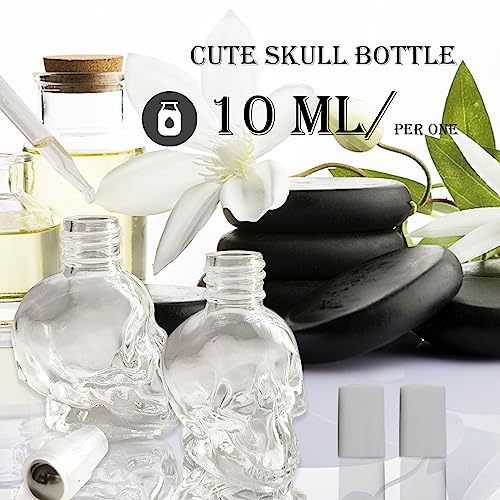 10ml Skull Glass Oil Roller Bottles - 7 Pack Essential Oils