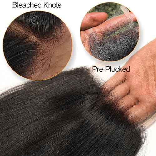 BEEOS Yaki Straight 13x6 SKINLIKE Real HD Lace Frontal, Pre-Plucked Bleached Knots 0.10mm Ultra-thin Invisible HD Lace Human Hair Frontal 14 Inch