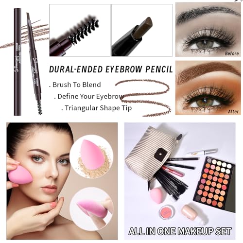 YBUETE Complete Makeup Kit for Women & Teens - 40 Eyeshadow Colors, Brushes, Bag