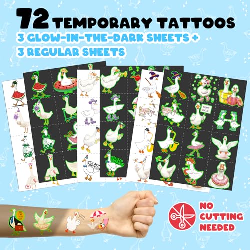 96 Piece Goose Party Favors Set – 72 Tattoos & 24 Slap Bracelets
