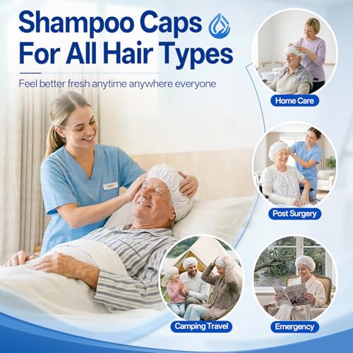 Tolnetr 8-Pack Waterless Shampoo Caps for Bedridden Patients