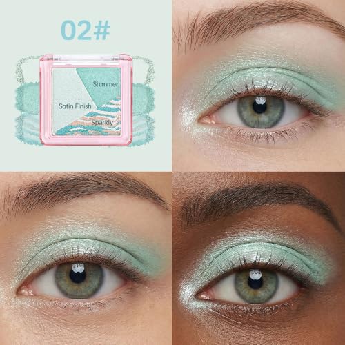 Light Green Baked Eyeshadow Palette - 3 Shade Shimmer