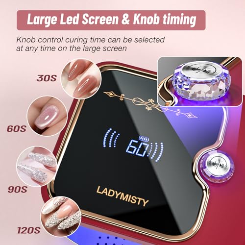 LadyMisty 268W Cordless UV LED Nail Lamp with LCD Display