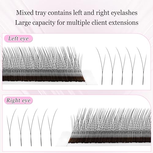 CoMango Fox EyeLashes Extension 2D Fans Flying YY Lashes Y Shaped Wispy Lashes Foy YY Lashes Mink Premade Lash Fans C/D Curly Natural Fluffy Handmade Individual Eyelash Fans(Black,2D-D-mix8-13mm)