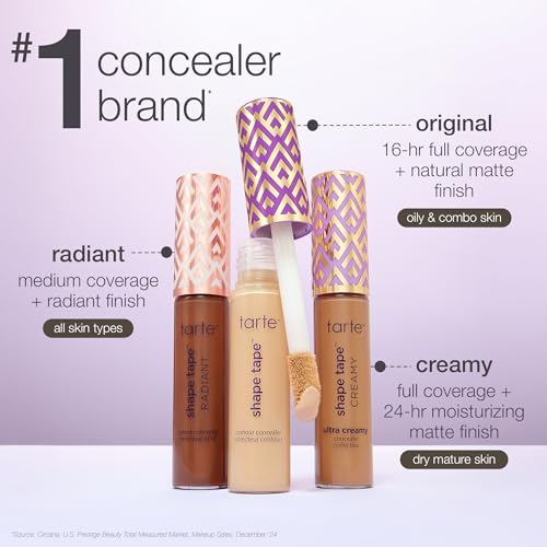 tarte shape tape creamy concealer ? Full Coverage Makeup with Built-In Eye Cream, 24HR Hydrating Natural Moisturizing Matte Finish for Redness & Fine Lines, Vegan & Cruelty-Free