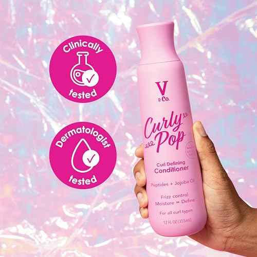 V&Co. Beauty Curly Pop Curl Defining Conditioner ? Sulfate Free & Paraben Free Hydrating Hair Care with Peptides, Amino Acids & Jojoba Oil for Moisture, Frizz Control & Curl Definition ? 12 fl oz