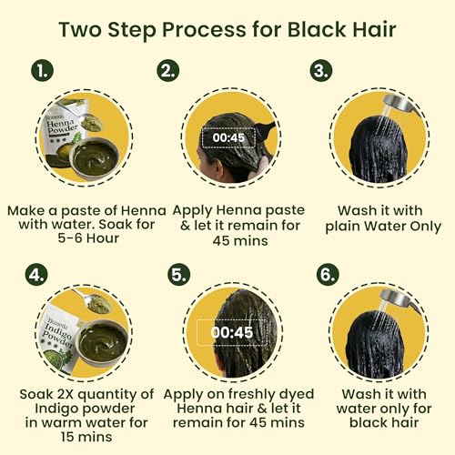 Indigo & Henna Powder Combo for Black Hair Dye - 100% Organic