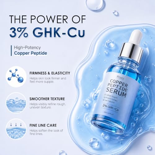 Copper Peptides Face Serum with GHK-Cu, Niacinamide & Panthenol – Hydrating Anti-Aging Serum for Skin Firmness & Smoothness - 1 Fl Oz