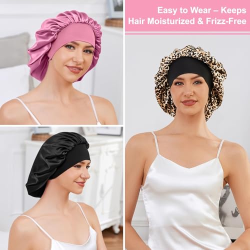 Silk Sleep Bonnet for Women Large - Hair Care Cap