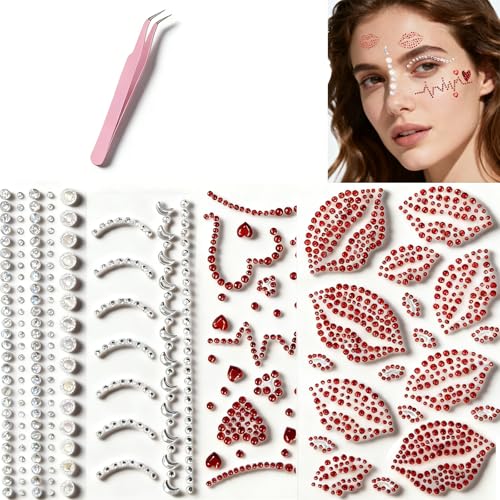 Face Gems Stickers Self Adhesive Rhinestones for Makeup