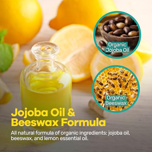 | USDA Organic Lemon Lip Balm ? 70% Jojoba Oil with Beeswax ? Steam Distilled Lemon Essential Oil ? Natural Softens for Dry, Chapped Lips ? 2-Pack (0.15 oz / 4.6 g Each)