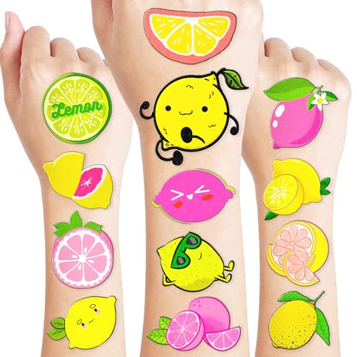 96-Piece Lemon Party Decorations Set with Stickers & Tattoos
